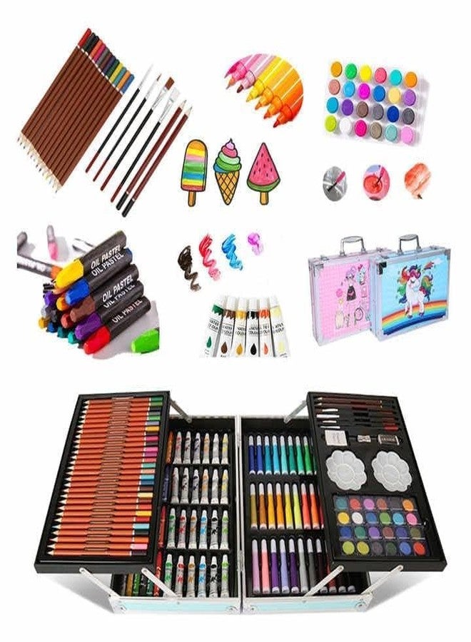Breatoi Unicorn Art Set for Kids - 145+ Piece Drawing & Painting Kit with Crayons, Markers, Pencils, Watercolors & More - Gift for Girls Ages 5+ (Unicorn Blue) - Image 2
